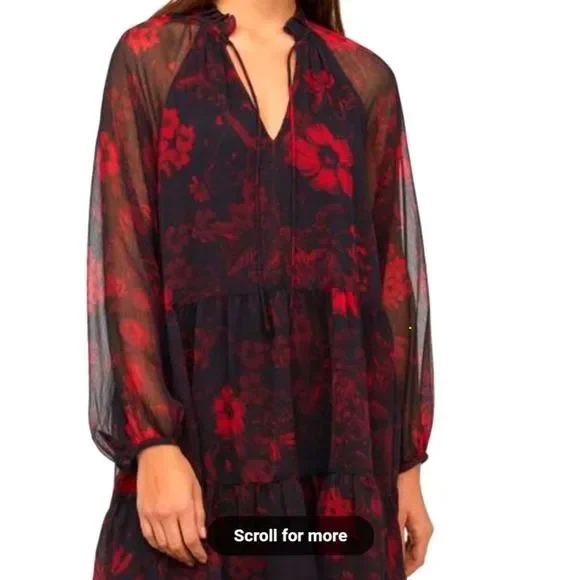 h&m red chiffon dress H&M Conscious + Chiffon Dress